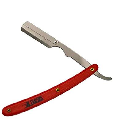 Stainless Steel Professional Barber Straight Edge Razor with 100 Lord Single Edge Blades - Red | Premium Shaving Tool for Men - Buy Online on GoSupps.com