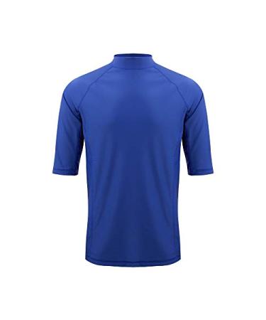 Men's Short Sleeve Quick Dry UPF 50 Rash Guard, Ture Fit Swim Shirts for Beach Trip, Water Sports Large Mazaring Blue