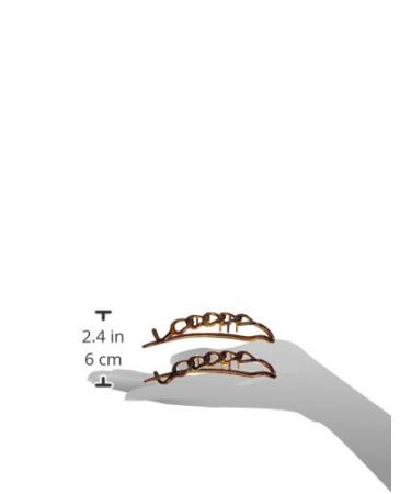 Celluloid Acetate Tortoise Shell Caravan Slide Barrettes - Non Metal Chain, Set of 2 - Buy Online on GoSupps.com