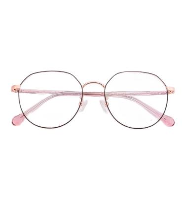 PARWANA Designer Eyewear Reading Glasses Anti Eye Strain Computer Readers Round Flat Light Mirror for Women/Men +200 Blacknrose-golden