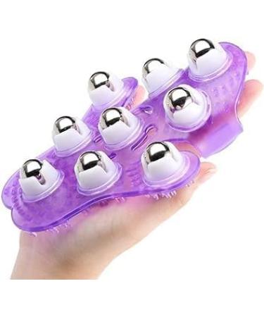 Uqmiqura Palm Shaped Massage Glove - Body Massager with 9 360-Degree Scooters & Metal Roller Ball for Stress Relief (Purple) - Buy Online on GoSupps.com