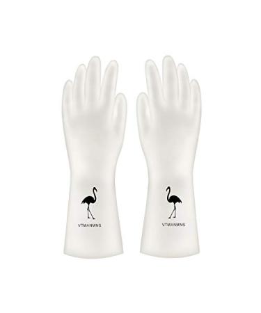 Gloves Transparent White Household Washing Dishes and Clothes Waterproof Plastic Household Cleaning Non Slip Durable high Temperature Resistant Thin Gloves TransparentwhiteFlamingo
