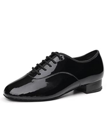 SWDZM Men Latin Dance Shoes Leather Lace-up Salsa Tango Ballroom Modern Professional Performance Practice Dance Shoes,Model 707B 10 Black-full Suede Sole-heel 2.5cm-707a