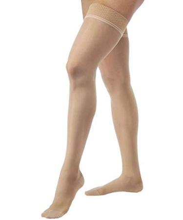 JOBST UltraSheer Thigh High with Sensitive Top Band 15-20 mmHg Compression Stockings Closed Toe Small Natural Natural Small