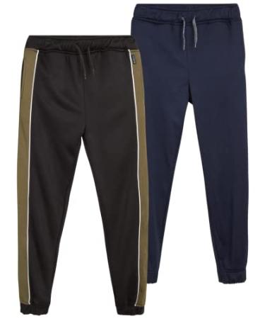 Ben Sherman Boys Sweatpants  2 Pack Active Fleece Jogger Pants (Size: 8-18) Olive/Navy 14-16
