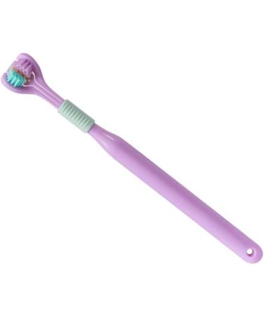 Soft Three-Headed Toothbrush for Kids & Adults - Purple Manual Toothbrush for Gentle Cleaning & Tongue Coating - Buy Online on GoSupps.com