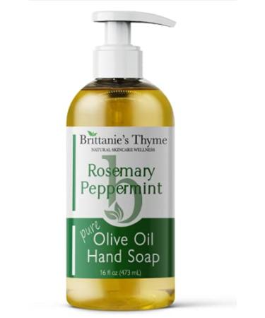 Brittanie's Thyme Organic Natural Hand Soap  16 oz (Rosemary & Peppermint) Moisturizing Castile Soap Made Olive Oil And Natural Luxurious Essential Oils. Vegan  Gluten & Cruelty Free