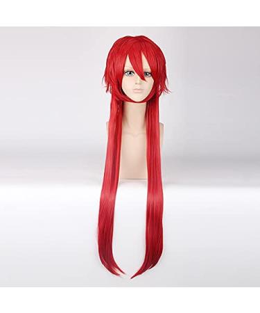 Wig for Grell Sutcliff Cosplay - Long Red Black Butler Costume Wig + Cap | International Shipping Available - Buy Online on GoSupps.com