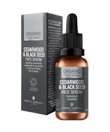 Amphora Aromatics Cedarwood & Black Seed Hydrating Face Serum For Men COSMOS Organic 30ml