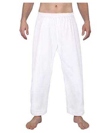 FitsT4 Karate Pants 8oz Middleweight Elastic Waist Martial Arts Pants Perfect for Training or Competition, 000-5 White 4