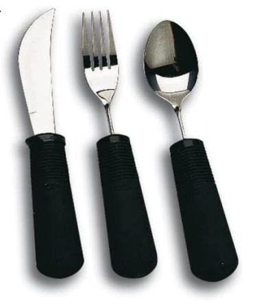 Weighted Extra Wide Handles Easy Grip Cutlery Set Disability Ideal Dining aid for Elderly Disabled Arthritis Parkinson's Disease Tremors Sufferers (3PCS Curved)