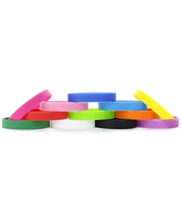 MoMolly Silicone Wristbands Rubber Bracelets Charms Adult 12Pcs Mixed Colors Blank Sports Bands for Woman Men Assorted 12 Colors Customizable