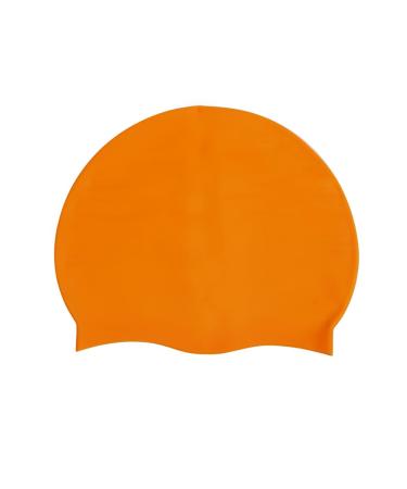 Hycoprot Kinder Unisex Bathing cap 100% Silicone Bathing caps Anti-slip Comfortable and stretchy waterproof bathers Classic waterproof bath hood for long and short hair orange
