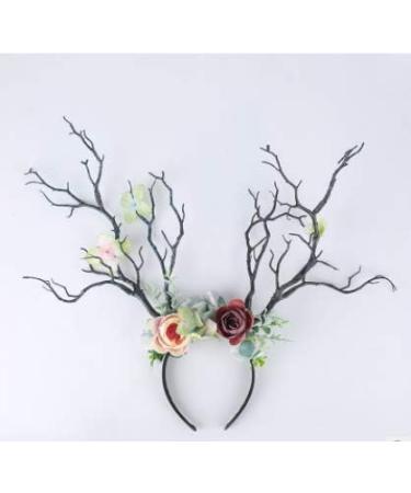 Chronstyle Christmas Elk Antlers Headband - Cute Floral Hair Hoop for Women & Girls | Perfect for Carnival Parties - Buy Online on GoSupps.com