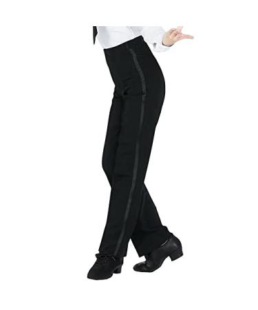 Libaobaoyo Boys Latin Ballroom Dance Pants Elastic Waist Professional Jazz Modern Perfomance Costume for Kids Black 24