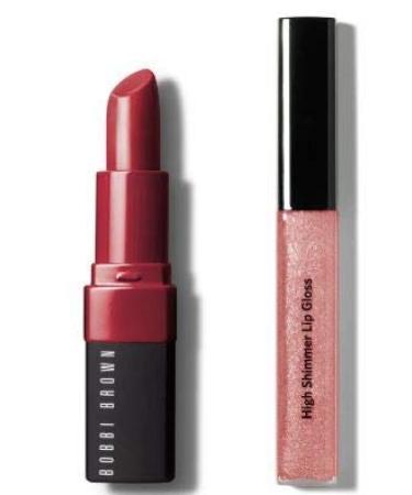 Bobbi Brown PRETTY POUT LIP SET Full size lipstick and gloss set Full Size Crushed Lip Color in Plum and Lip Gloss in Bellini