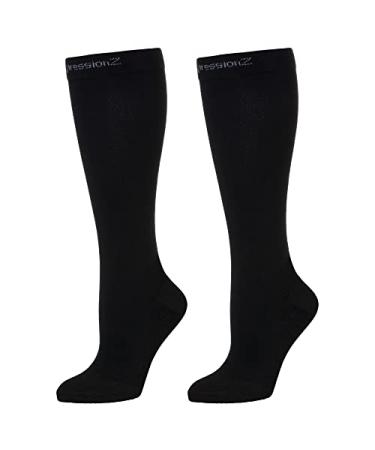 CompressionZ Compression Socks For Men & Women 30-40 mmHG Tight Stockings Black Medium