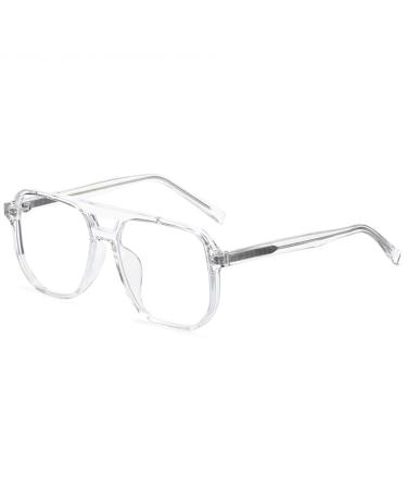 Fuqinqingoz oversized anti-eyes reading glasses anti-blue light computer reader fashionable aviator glasses with a flat light mirror (color: gray size: +350) +350 gray