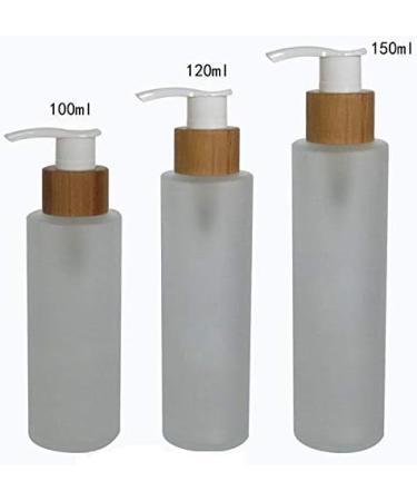 Frosted Glass Pump Bottle 100ml - Eco-Friendly Makeup Container with Bamboo Cap for Lotion & Serum - Buy Online on GoSupps.com