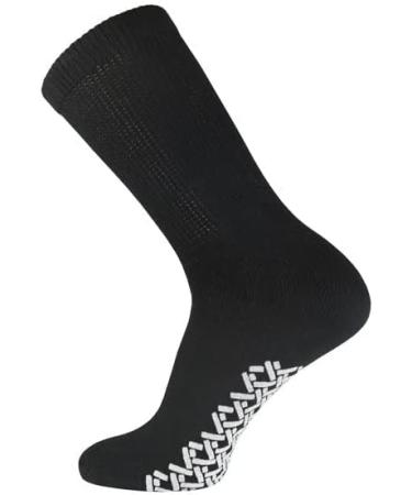 Men's Non-Skid Diabetic Cotton Crew Socks 12 Pairs - Black (10-13) - Buy Online on GoSupps.com