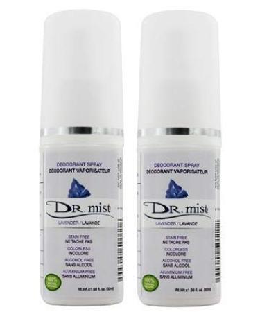 Dr. Mist Deodorant Spray Lavender (Pack of 2) with Essential Oils 1.69 Oz.