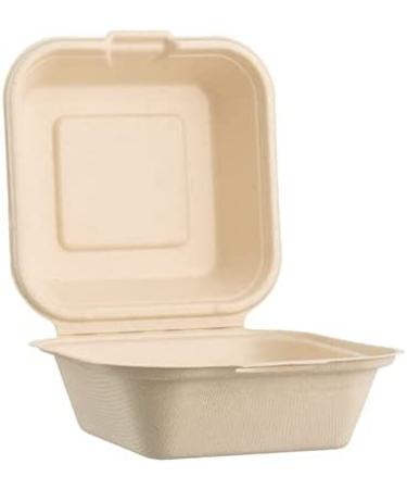 50 Count Sugarfiber 6x6 Compostable Square Hinged Container - Eco-Friendly Plant Fibers - Buy Online on GoSupps.com