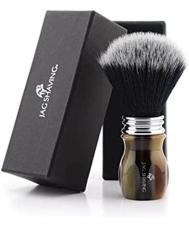 Jag Shaving Black synthetic hair brush with resin handle in black and red color for wet shaving