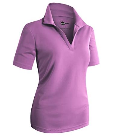 CLOVERY Women's Sport Wear 2-Button Polo Short Sleeve Shirt Small Vwtts002_purple