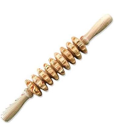 9-Wheel Wooden Belly Fitness Roller - Multifunctional Muscle Relaxing Tool for Anti-Cellulite & Back Massage | International Shipping - Buy Online on GoSupps.com