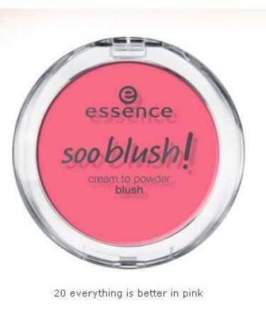 Essence Soo Blush!Cream to Powder Blush No. 20 Everything is Better in Pink Content: 4G Rouge Cream to Powder - for a natural fresh finish.Blush Powder-Cream.