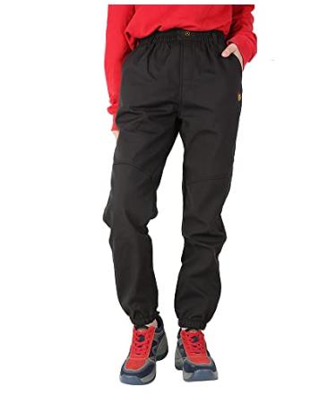 Jingle Bongala Kids Youth Waterproof Hiking Pants Fleece Lined Elastic Waist for Boys Girls Snow Pants Insulated Black 01 10-12