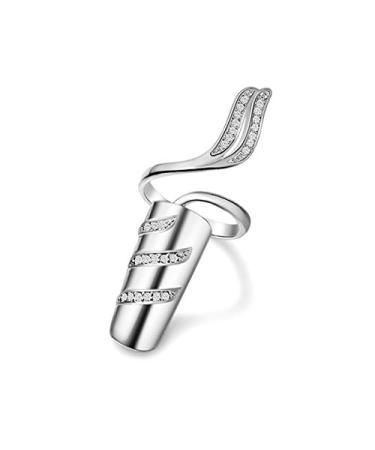 Uloveido Women's Index Finger Nail Ring Fingernail Rings Crystal Rhinestone Nail Cap Cover Ring Nail Art Charm for Women Girls SZ287 Platinum-1