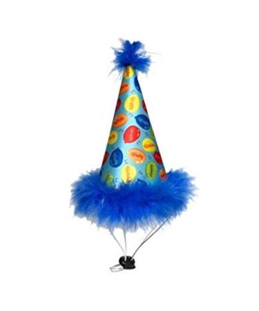 H&K Pet Party Hat | Blue Party Time (Large) | Birthday Hat for Dogs and Cats | Adjustable Strap for Comfort & Stability | Perfect for Birthday Party, Adoption Celebration or Gotcha Day Photos Large Blue