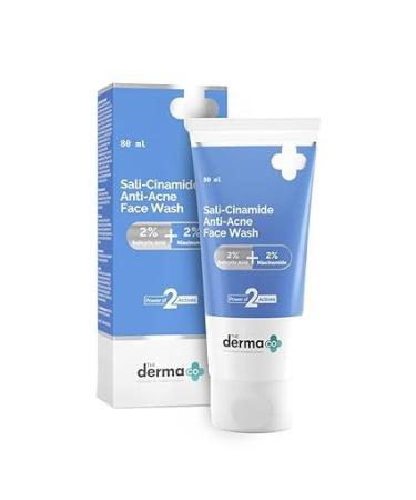 The.Derma.Co 2% Salicylic Acid and 2% Niacinamide Sali-Cinamide Anti-Acne Face Wash - 80ml 1 Ounce (Pack of 1)