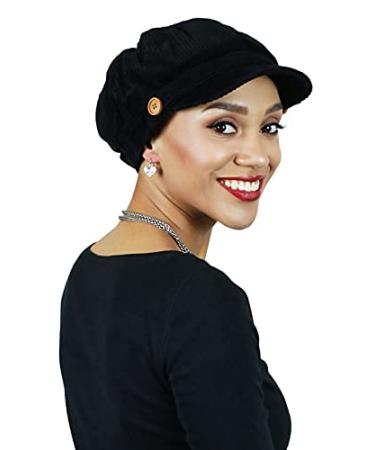 Hats Scarves & More Newsboy Cap for Women Cabbie Hat Cancer Headwear Chemo Head Coverings Brianna Black