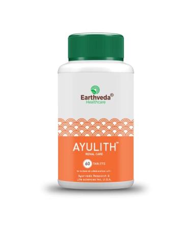Earthveda Healthcare Ayulith Tablet for with Goodness of Natural Extracts of Himalayan Shilajit Chandraprabhavati Gokhru Varun for Kidney Stone UTI & Urinary (60 Tablets) (60 Tablets)