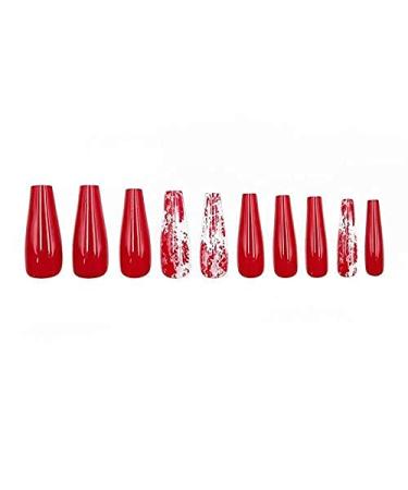 ALLKEM Burnt Red Ballerina Nails - Extra Long Coffin Press-On Acrylic Nails | 20 pcs, 10 Sizes - Buy Online on GoSupps.com
