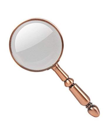 Glass Glass Full Metal Handheld Old Man Reading Magnifier Reading Newspaper HD Optical Glass Bronze Single Magnifier Magnifier for Reading Made in China