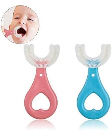 LandVK U-Shaped Silicone Toothbrush for Kids 2-6 Years - Pack of 2 (Multicolor) | Manual Whitening & Mouth-Cleaning Brush - Buy Online on GoSupps.com