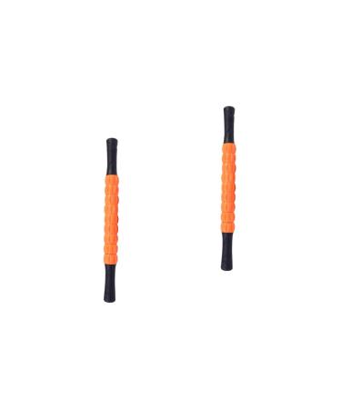 Lurrose 2 STK Massage rollers Triggerpunkt Rollerstick Roller stick for muscle massage trigger point foam roller roll Massage device with back roll Wade roller compact plastic man rolling wood orangex2st 43x3.5cmx2pcs