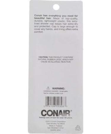 Conair Terry Lined Showercap - Leak-proof, Comfortable Fit - 2.4 Ounce - Buy Online on GoSupps.com