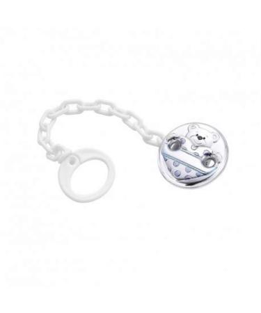 Duran pacifier clip bear with heart petrol details in blue