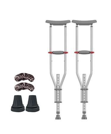 Crutches for Adults Underarm Walking Arm Crutches Adjustable Underarm Crutches for Youth/Adult/Tall Adult Underarm Crutches Lightweight Aluminum Medical Crutches Great for Travel or W Selfless