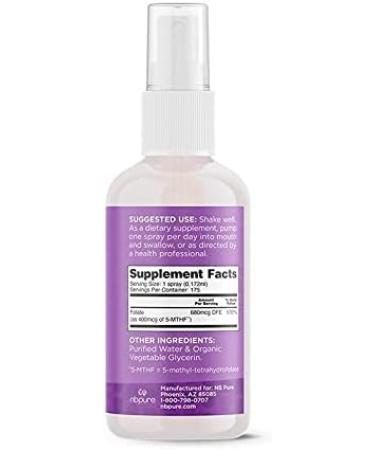 nbpure Methylfolate Vitamin B9 Spray Supplement, Liquid Folic Acid Spray, 1 oz - Buy Online on GoSupps.com