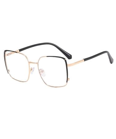 Metal Clear Vision Blue Light Blocking Computer Readers Eyewear Reading Glasses Big Frame Flat Light Mirror 1.00 C1