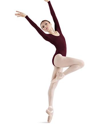 Bloch Dance Women's Premier Long Sleeve Leotard Large Burgundy