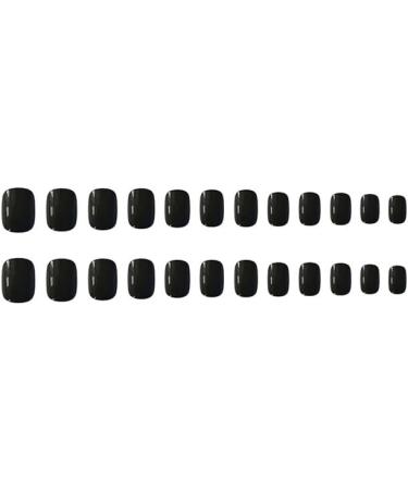 Press on Nails Short Round Fake Nails Black False Nails Gloss reusable Press on Nails Designs Acrylic Nails Press on Artificial Nails Stick on Nails For Women Girls 24Pcs - Buy Online on GoSupps.com