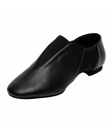 Bokimd Elastic Leather Jazz Shoes for Women and Men's Dance Shoes 5 Women/4 Men Black