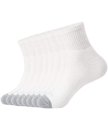 WANDER Men's Athletic Ankle Socks 3-8 Pairs Thick Cushion Running Socks for Men&Women Cotton Socks 7-9/9-12/12-15 8 Pair A-white 9-12