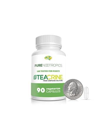 Pure Nootropics Theacrine (TeaCrine) 100 mg | 90 Capsules | Non Habit Forming Energy Supplement | Caffeine Alternative | Mental, Physical, Motivation, and Focus Enhancer Pills